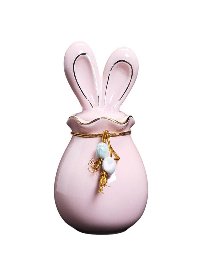 SUSOYAOCHEN Rabbit Shaped Ceramic Storage Jar, Ceramic Jewelry Trinket Box, Storage for Ring Necklace Bracelet Earrings Rings Specie and Accessories (Pink) - Image 1